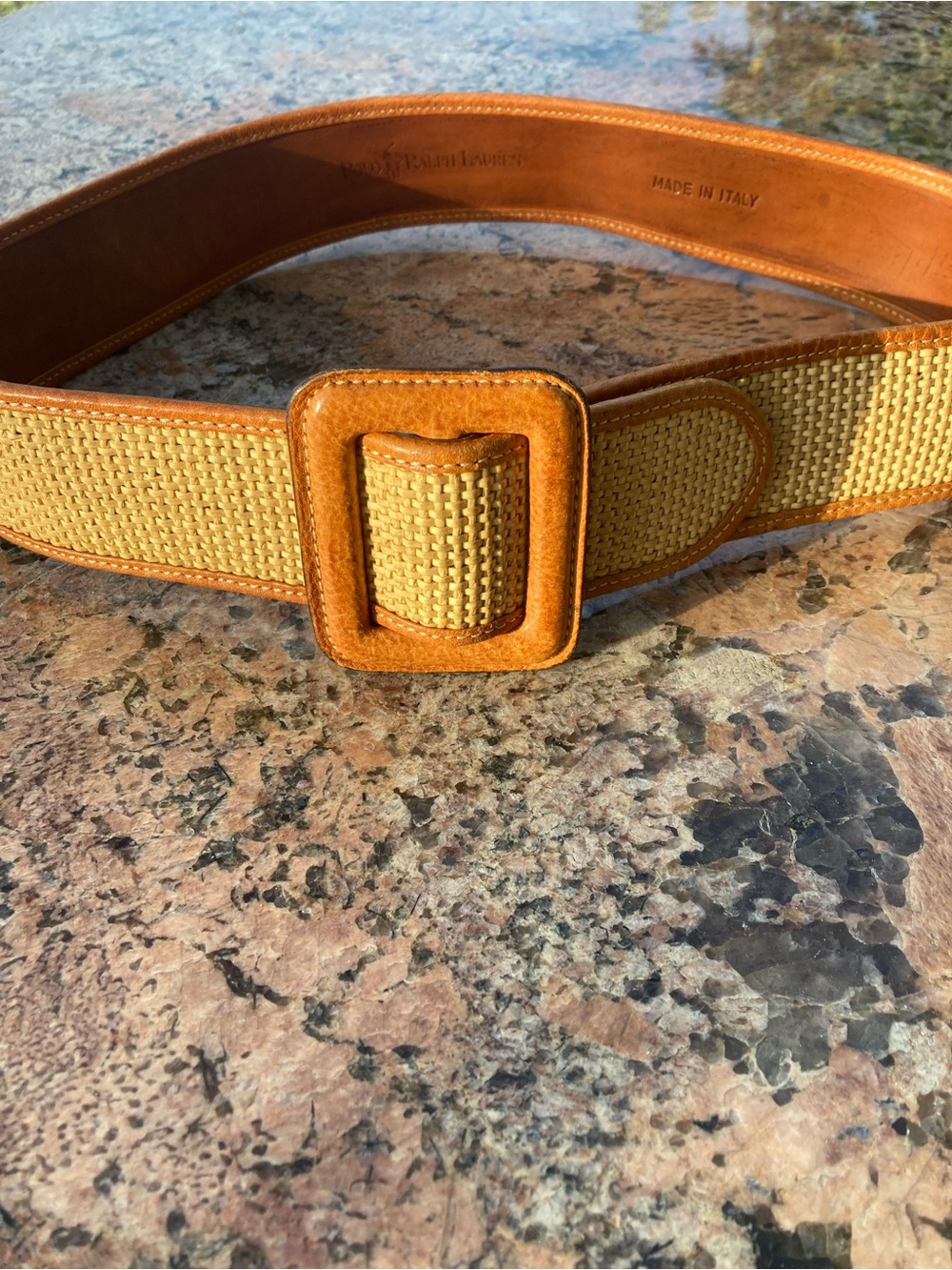 Polo Ralph Lauren wide waist belt cognac raffia M